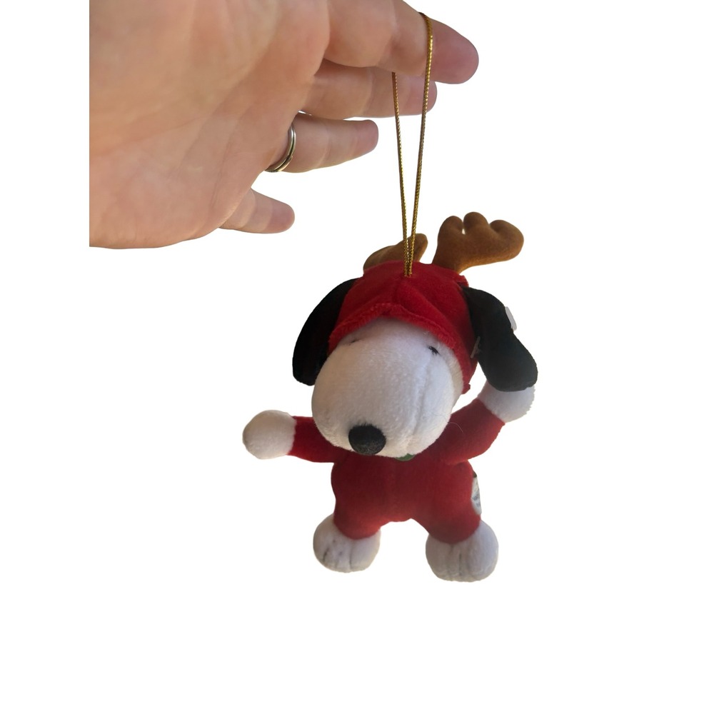 Peanuts Snoopy Reindeer Plush Christmas Ornament Kurt S Adler Red Holiday Small